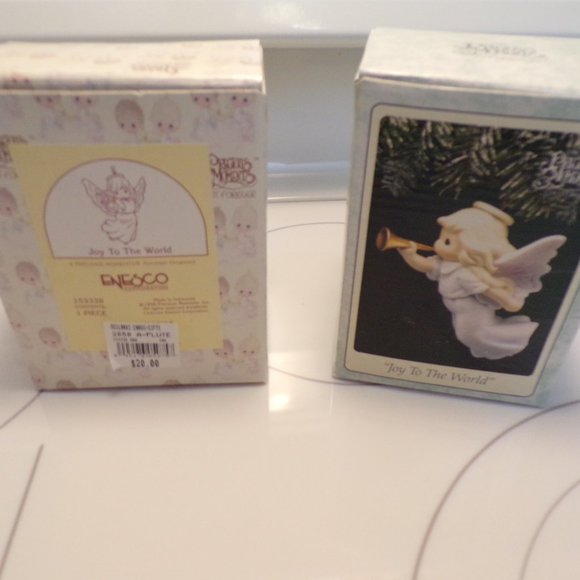 Precious Moments Angel Ornaments Joy To The World Flute and Trumpet